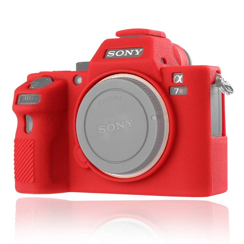 Easy Hood Camera Case for Sony Alpha A7II A7RII A7SII A7 II A7R II A7S II A7R2 ILCE-7RM2 ILCE-7M2 Soft Silicone Rubber Camera Protective Body Case Skin Camera Protector Cover (Red) - Image 1